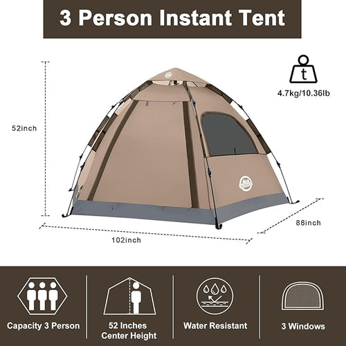 ADSMART Instant Tents for Camping 2/3/4/5 Person Tent Waterproof Easy Setup Sets Up Backpacking Tents with Carry Bag for Outdoor Hiking