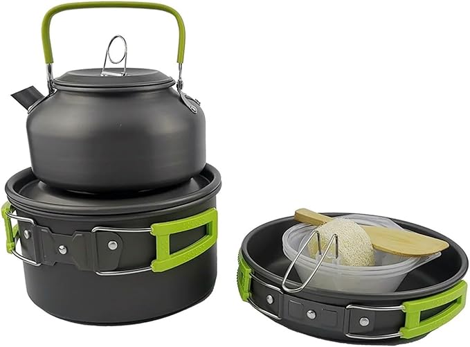 Outdoor Camping Cooking Set Hard Aluminum Alloy Tableware Kettle Cooker Pots and Bowls Hiking Barbecue Picnic