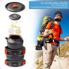 Gutsdoor Camping Cookware Set Camping Gear Campfire Utensils Non-Stick Cooking Equipment Lightweight Stackable Pot Pan Bowls with Storage Bag for Outdoor Hiking