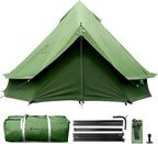 Canvas Bell Yurt Tent with Stove Jack, Waterproof Luxury 4 Season Tents for Family Outdoor Camping 100% Cotton Green Glamping Tents for Hunting, Partie, All Year Living