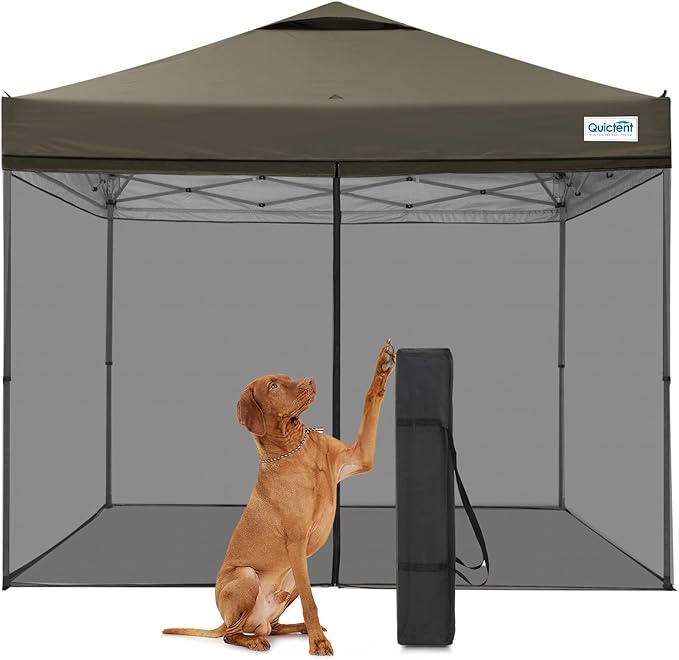 Quictent 10x10 Pop Up Screened Canopy Tent, Instant Setup for 1 Person with Netting, Portable & Compact, Waterproof & UV Protection, Ideal for Camping, Beach, Parties, and Outdoor Events