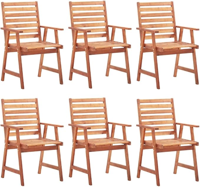 Patio Dining Chairs 6 pcs with Cushions,Outdoor Chairs,Decorative Chair,Reception Chair,Picnic Chair,Camping Chair,Breakfast Chair,Bistro Chair,for Backyard,Garden,Porch,Solid Acacia Wood