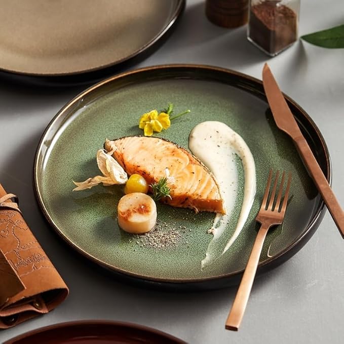 Camping Plates Dinner Plate Western Food Pasta Steak Flat Household Restaurant Tableware Ceramic Dish Decorative Plate(A)