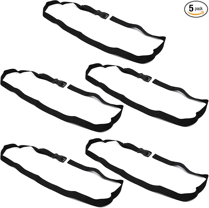 5Pcs Tie Down Straps Black Adjustable Nylon Strap with Buckles 1" x 51.18" (4.27ft) Straps with Quick Release, Lashing Strap for Backpacking, Outdoor Activities
