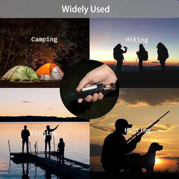 4 Pack Solar Flashlight, Rechargeable Zoomable LED Flashlight, High Lumens Solar Powered Flashlights with Tail Hook Rechargeable Handheld Flashlights for Home Emergency Camping Hiking