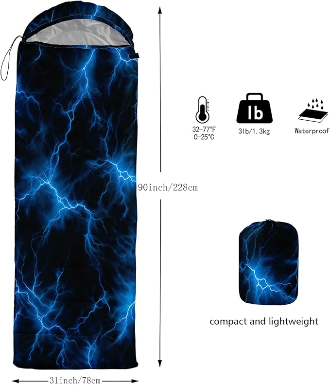 QOOMO Camping Sleeping Bags,3 Season Warm & Cool Weather,Lightweight,Waterproof Sleeping Bags for Adults & Kids,Traveling,and Outdoors,Camping Gear Equipment