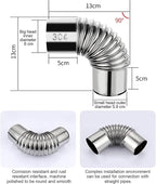 TourKing 90 Degree Stainless Steel Stove Pipe Elbow, 2.36inch, 2pcs, Silver, Compression, Outdoor & Indoor, Wood Burning Stove, Camping Tent Chimney Adapter