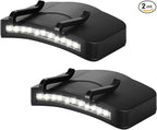 Mudder 2 Pcs Hat Light Clip 11 LED Cap Lights Clip on Hat Battery Powered Hat Brim Clip on Light Black Waterproof Ultra Bright Hat Flashlight Clip on Headlamp for Hats Hunting Camping Fishing Hiking