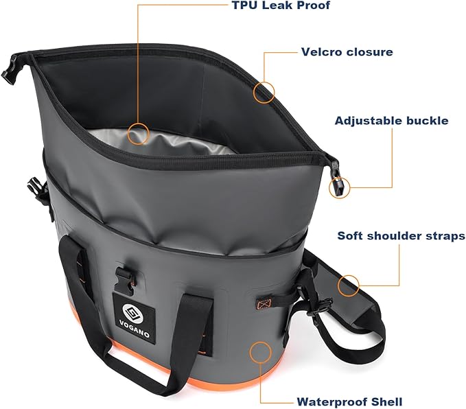 40 Can Soft Cooler Bag - Insulated Leak-Proof Large Cooler Bag with Roll-Top Waterproof Seal | Portable Ice Chest for Camping, Beach, Travel, Picnics | 24HR Cold Retention