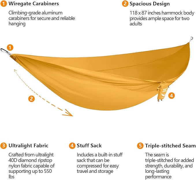 anymaka Set Up in 3 Seconds Hammock Stand - 550 LBS Capacity - Portable Hammock Stand Stable on Any Terrain, Weather Resistant Sunset Yellow