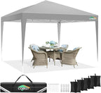 COBIZI 10x10 Pop Up Canopy Tent Without Sidewall, UPF 50+ Waterproof Outdoor Canopy, Instant Tent Portable Canopies Gazebo for Commercial Sun Shade Party Backyard with 4 Sandbags(Gray)