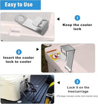 Heavy Duty Metal Cooler Lock Bracket (2-Pack) with Bottle Opener - Security Tie Down Accessories Compatible with Yeti, RTIC, Orca, Engel & Most Popular Coolers