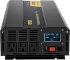 VEVOR 2500W Pure Sine Wave Inverter, 12V DC to 120V AC Car Inverter, 3 AC Outlets, USB Port, LCD Display, Remote Controller, Black, for RV Truck Car Solar System Travel Camping