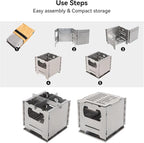 COOK'N'ESCAPE Camping Wood Burning Stove, Folding Lightweight Titanium Camping Stove, Portable Backpacking Stove for Outdoor Camping Hiking Backpacking Picnic Hunting BBQ