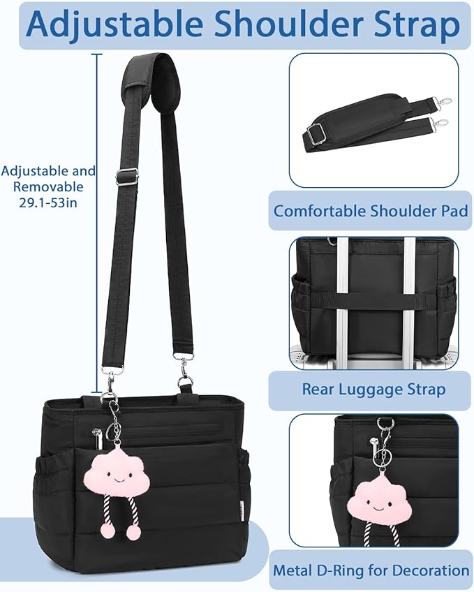 Lunch Box Tote Bag - Versatile Soft Insulated Lunchbox for Women - Lightweight Stylish Simple Lunch Pail Reusable Xlarge Cooler Bag for Adults Work Office Camping Picnic Travel Outdoor Trips Black 15L