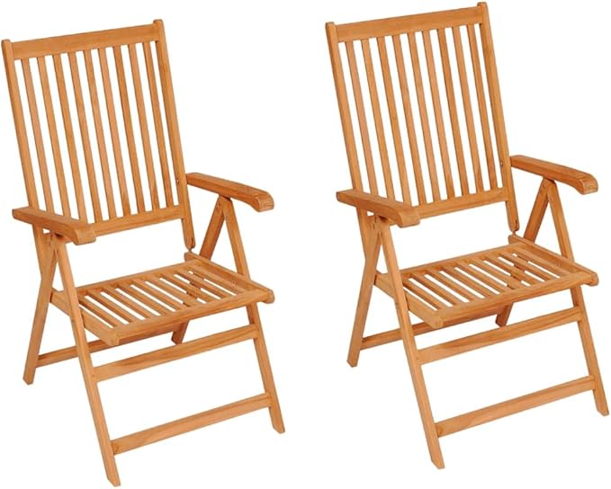 Patio Chairs 2 pcs,Outdoor Folding Chair,Lounge Chair,Portable Camping Chair,Tanning Chairs for Outside,Garden Chair,for Outdoor Patio, Campsite, or Yard, with Green Cushions Solid Teak Wood
