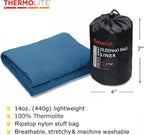 BROWINT Thermolite Sleeping Bag Liner with Zippers for Cold Weather, Lightweight Mummy with Hood & Rectangular Sleep Sack for Adult, Adds Warmth, Thermal Travel Liner, All Season