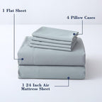Air Mattress Sheet Set for 16-24 Inch Air Beds Queen Size,Deep Pocket Fitted Sheet with Inflation Opening,Soft & Breathable, for Guests, Camping, RVs, Includes Pillowcase Flat Sheet Fitted Sheet,Gray