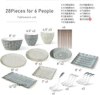 9-44 Piece Reactive Glaze Tableware Set, Nordic Luxury Tableware Set and Plate Service for 2-10 People, Large Capacity, Non-Slip Base, Phnom Penh Tableware Set (28pieces)