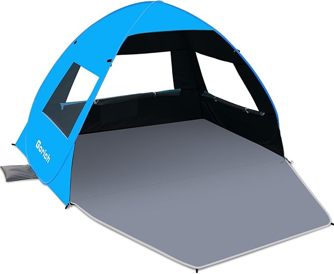 Gorich Easy Pop Up Beach Tent for 3-4 Person, UPF 50+ UV Protection Beach Umbrella Sun Shelter, Portable Lightweight Shade with Easy Foldable & Instant Setup