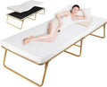 MAMIZO Folding Bed 75" x 31", Rollaway Bed with Mattress for Adults, Metal Frame with Memory Foam Mattress, Guest Bed for Bedroom,Office,Camp,No Assembly Required,Gold