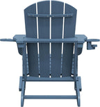 SERWALL Folding Adirondack Chair, HDPE Adirondack Chairs Set of 8, Plastic Outdoor Chairs- Looks Exactly Like Real Wood- Navy