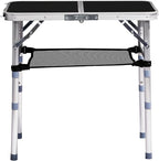 Folding Camping Table, Aluminum Folding Table with Carrying Handle, Lightweight, Portable Camping Table Waterproof for Outdoor Indoor Picnic Beach BBQ (Black, 2ft)