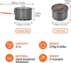 Bulin Camping Pot, 1.2L/1.5L High Efficiency Backpacking Pot Ultralight Camping Cooking Set Cookware Gear with Heat-Proof Handle & Heat Exchanger for Outdoor Picnic Hiking Travel