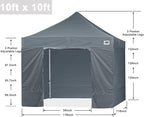 ABCCANOPY Ez Pop Up Canopy Tent with Sidewalls 10x10 Commercial -Series, Dark Gray