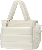 Lunch Box Tote Bag - Versatile Soft Insulated Lunchbox for Women - Lightweight Stylish Simple Lunch Pail Reusable Large Cooler Bag for Adults Work Office Camping Picnic Travel Outdoor Trips White 10L