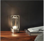 Portable Metal Table Lamp for Indoor/Outdoor ,Rechargeable Cordless LED Lamp, 3-Colour Infinitely Dimming Battery Powered Small Desk Lamp, Restaurant/Bedroom/Bar/Coffee Shop/Camping Light (Silver)