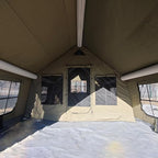 4 Season Inflatable Camping Tent with Separate Living and Sleeping Area,3000mm Waterproof Pop-Up Tent with Pump and Stove Jack Hole,4-6 Person Glamping Tent