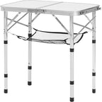 VEVOR Folding Camping Table, Adjustable Height Aluminum MDF Outdoor Portable Lightweight, for Cooking, Beach, Picnic, Travel, 24 x 16 inch
