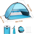 Pop Up Dog Beach Tent, Mini Head Shelters, Small Dog Beach Sun Shelters, Waterproof and Breathable Mobile Phone Stand with Tent Nails, 80cm