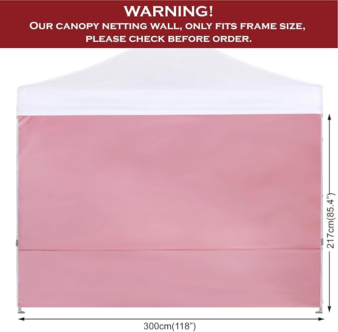 COOSHADE Instant Canopy SunWall 10x10 Canopy SideWall for Pop up Canopy Tent, 1 Pack Sidewall Only, Pink
