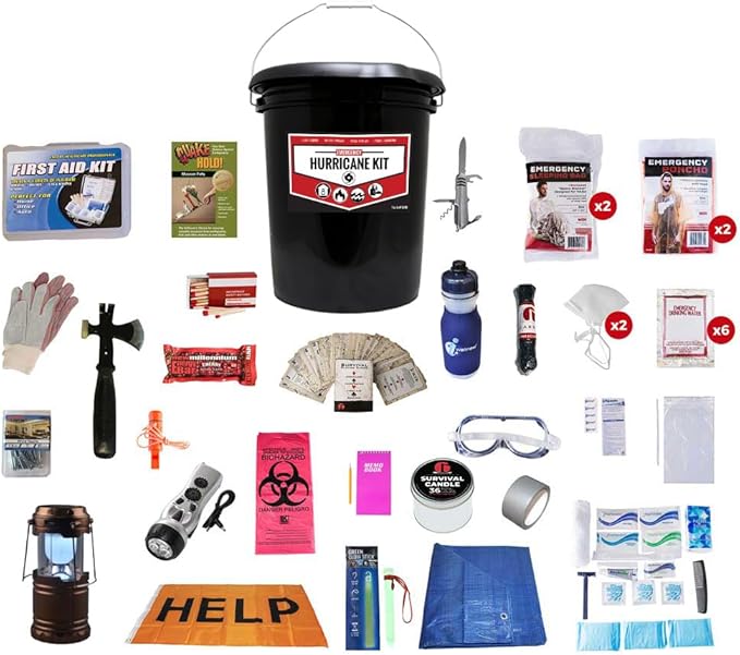 Hurricane Emergency Survival Kit - 72 Hour Go Bag with Food, Water, First Aid, Shelter & Hygiene Supplies - Disaster Preparedness Kit for Storms, Floods & Hurricanes