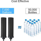 NSF Certified Activated Carbon Water Filter Elements, 2-Pack Coconut Shell Cartridges for Outdoor Camping and Hiking, Removes Sediment Rust Heavy Metals, 2.25x9.75 Inch, Black