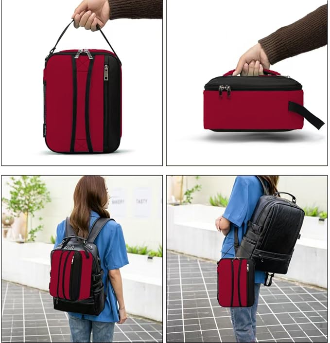 BEIMILY Lunch Box for Men Women Adults,Small Insulated Lunch Bag,Portable Refrigerated Lunch Box,Soft Insulated Tote Bag for Office Work Picnic with Comfort Handle and Removable Hand Strap(Red)