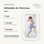 COMMOUDS Portable Toddler Travel Bed with Safety Bumpers, Inflatable Kids Air Mattress with Electric Pump, Baby Blow up Mattress, for Grandma's Home Camping Vacation