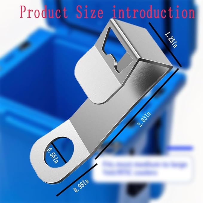 Heavy Duty Metal Cooler Lock Bracket (2-Pack) with Bottle Opener - Security Tie Down Accessories Compatible with Yeti, RTIC, Orca, Engel & Most Popular Coolers