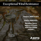 SOTO Amicus Stove with or without Igniter Camping Stove - Superior Under Windy Conditions, Shock Resistant, and Low-cost With High-end Performance Stove