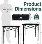 Portable Camping Table with Adjustable Height, Lightweight Aluminum Roll Top Folding Camp Table with Storage Pockets & Dual-Compartment Bag, Heat-Resistant, for RV, Picnic, BBQ, Outdoor (L)