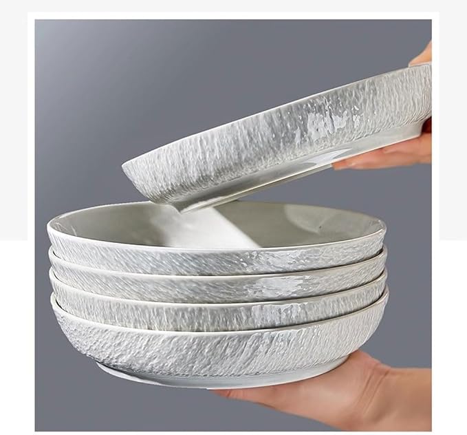 Camping Plates Dinner Plates, Dishes, Household Ceramic Dishes, Tableware, Light Luxury Dinner Plates, Deep Dishes, Dishes Decorative Plate(A*2)