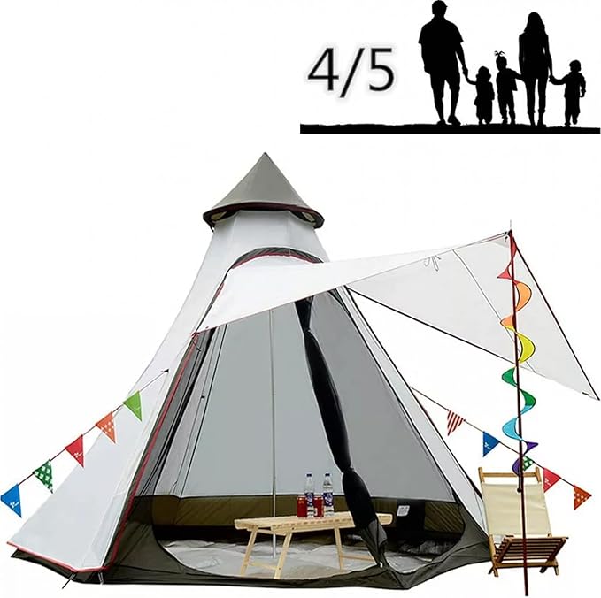 Travel Tent Dome Camping Tent 4-5 Person Windproof Waterproof Uv Protection Family Outdoor Tent