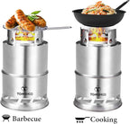 TOMSHOO Camping Stove, Portable Folding Windproof Wood Burning Stove Compact Stainless Steel Alcohol Stove Outdoor Camping Hiking Backpacking Picnic BBQ