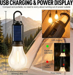 4 Pack Led Camping Lantern Solar Rechargeable,Outdoor Tent Lights for Camping Essentials, Hanging Light Bulbs with Clip Hook Camping Flashlight