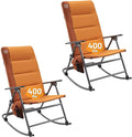 TIMBER RIDGE Oversized Folding Rocking Camping Chair, Padded Outdoor Rocker with High Back, Portable Outdoor Chair for Patio, Garden, Lawn, Supports up to 400 lbs, Orange, 2 Pack