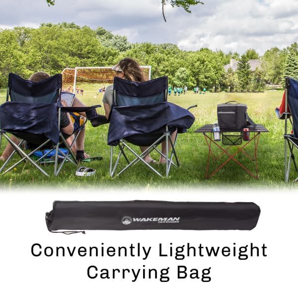 Camp Table - Outdoor Folding Table with 4 Cupholders and Carrying Bag for Camping, Beach, Picnic, Sporting Events, and More by Wakeman Outdoors | Outdoor, 4 Cupholders, Carrying Bag, Camping, Beach, Picnic