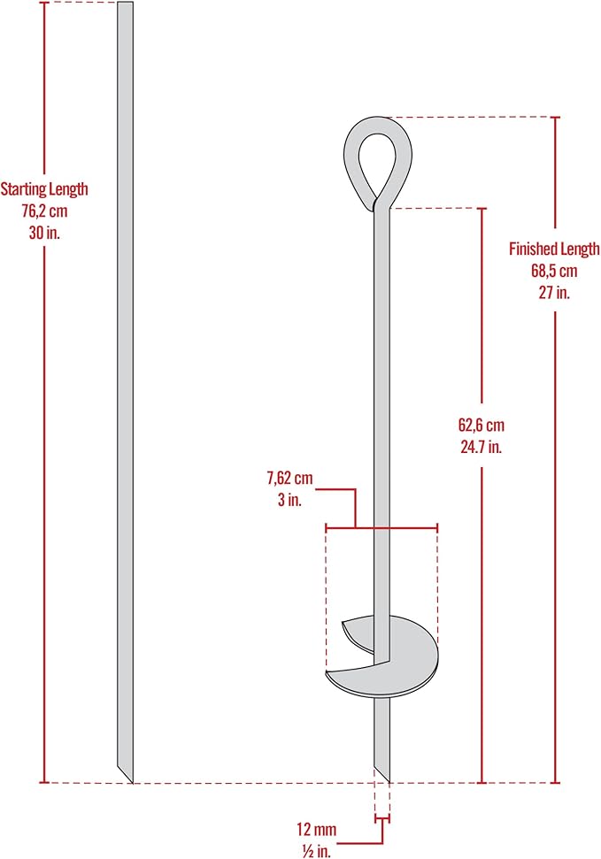 ShelterLogic ShelterAuger 4-Piece 30-Inch Reusable Heavy Duty Steel Earth Auger Anchor Kit with 4 Clamp-on Wire Tie-Downs for Anchoring Shelters, Canopies, and Instant Garages, Silver