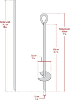 ShelterLogic ShelterAuger 4-Piece 30-Inch Reusable Heavy Duty Steel Earth Auger Anchor Kit with 4 Clamp-on Wire Tie-Downs for Anchoring Shelters, Canopies, and Instant Garages, Silver